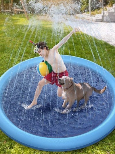 Non-Slip Splash Pad For Kids And Pet Dog Pool Summer Outdoor Water Toys Fun Backyard Fountain Play Mat